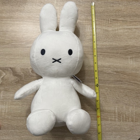 MIFFY White 14" Stuffed Plush w/ Hawaiian Floral Pink Plumeria Flower Hair Clip - Picture 11 of 12